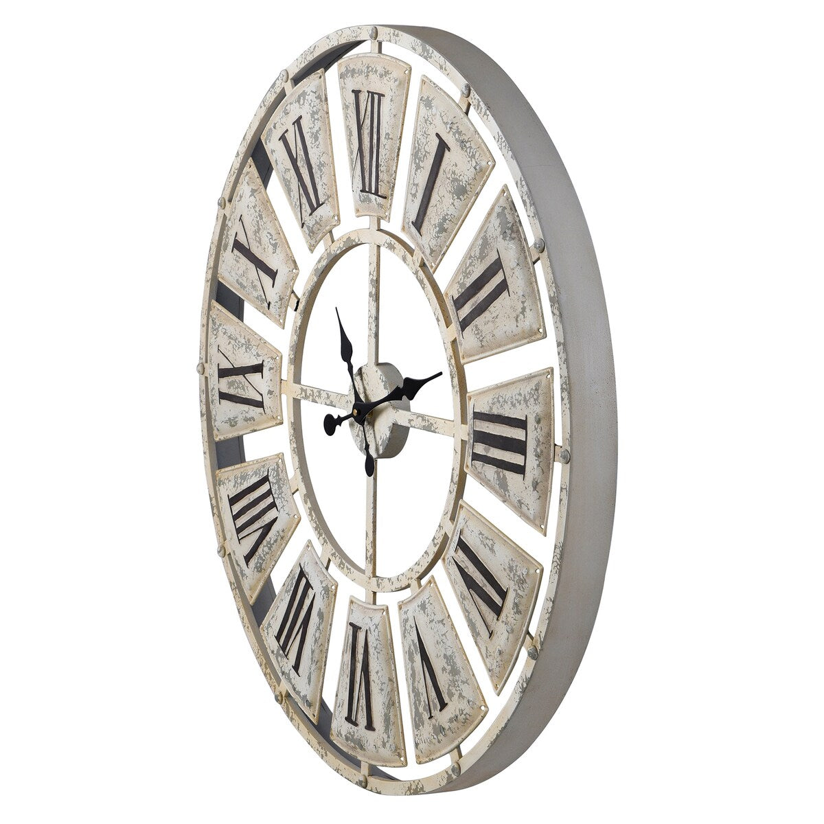 The Gray Barn Round Wall Clock with Roman Numerals on-light Weathered Face