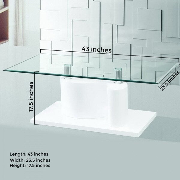 The Infinity Tempered Glass Coffee Table with White Glossy Base