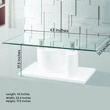 The Infinity Tempered Glass Coffee Table with White Glossy Base