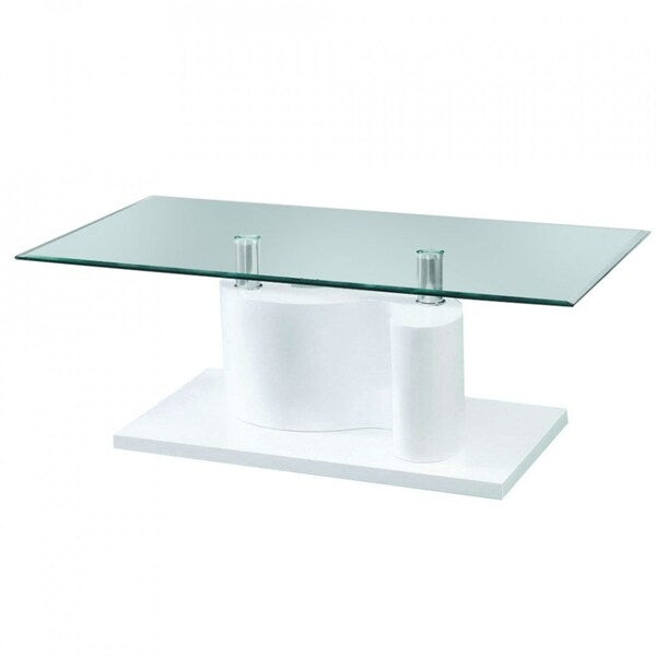 The Infinity Tempered Glass Coffee Table with White Glossy Base