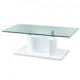 The Infinity Tempered Glass Coffee Table with White Glossy Base