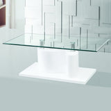 The Infinity Tempered Glass Coffee Table with White Glossy Base