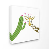 The Kids Room By Stupell Cactus And Giraffe Love with Hearts Stretched Canvas Wall Art , 17 x 17, Proudly Made in USA