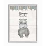 Stupell Stronger Than You Think Hippo Gray Framed Art, 11 x 14, Design By Artist Jo Moulton