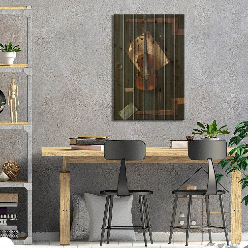 The Old Violin Print On Wood by William Michael Harnett - Multi-Color