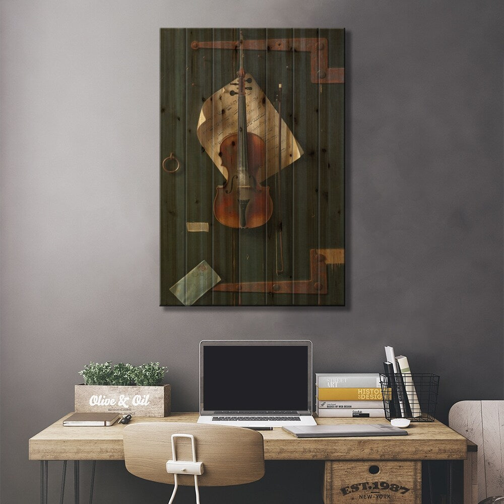 The Old Violin Print On Wood by William Michael Harnett - Multi-Color