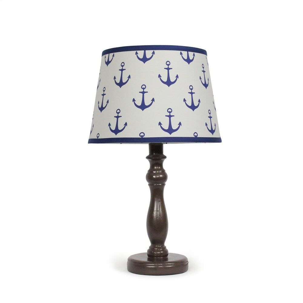 The Peanut Shell Espresso Navy Anchors Lamp