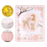 The Peanutshell Pink and White Fairytale Forest Crib Bedding Set for Baby Girls, 3 Piece Nursery Set