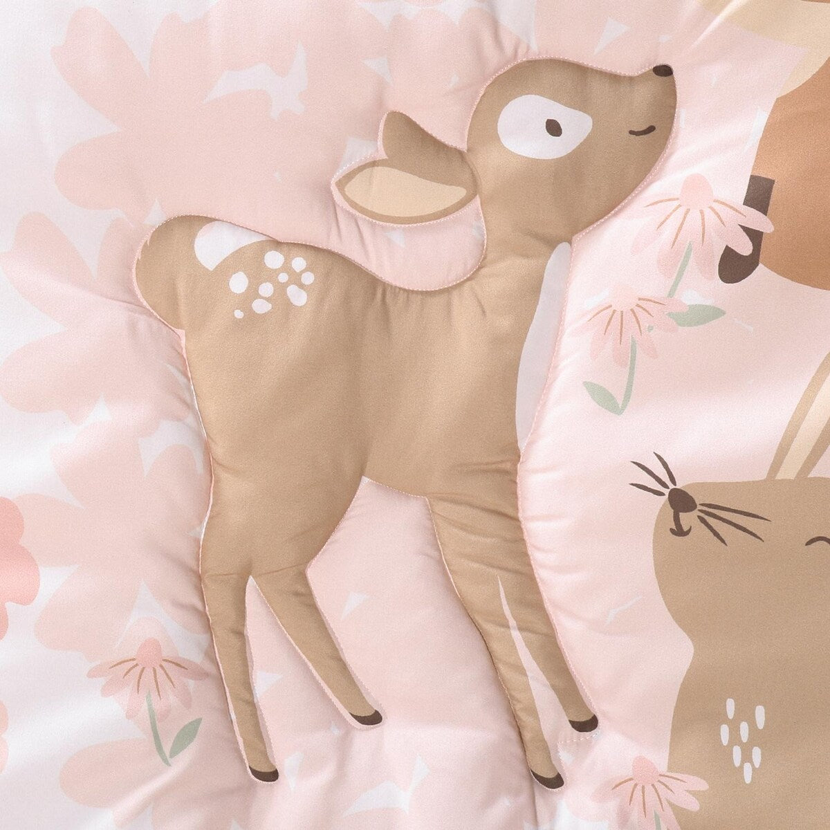 The Peanutshell Pink and White Fairytale Forest Crib Bedding Set for Baby Girls, 3 Piece Nursery Set
