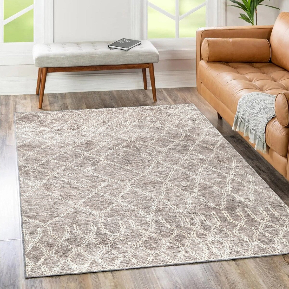The Rug Collective Nordic Nahla Beige Rug Machine Washable Area Rug
