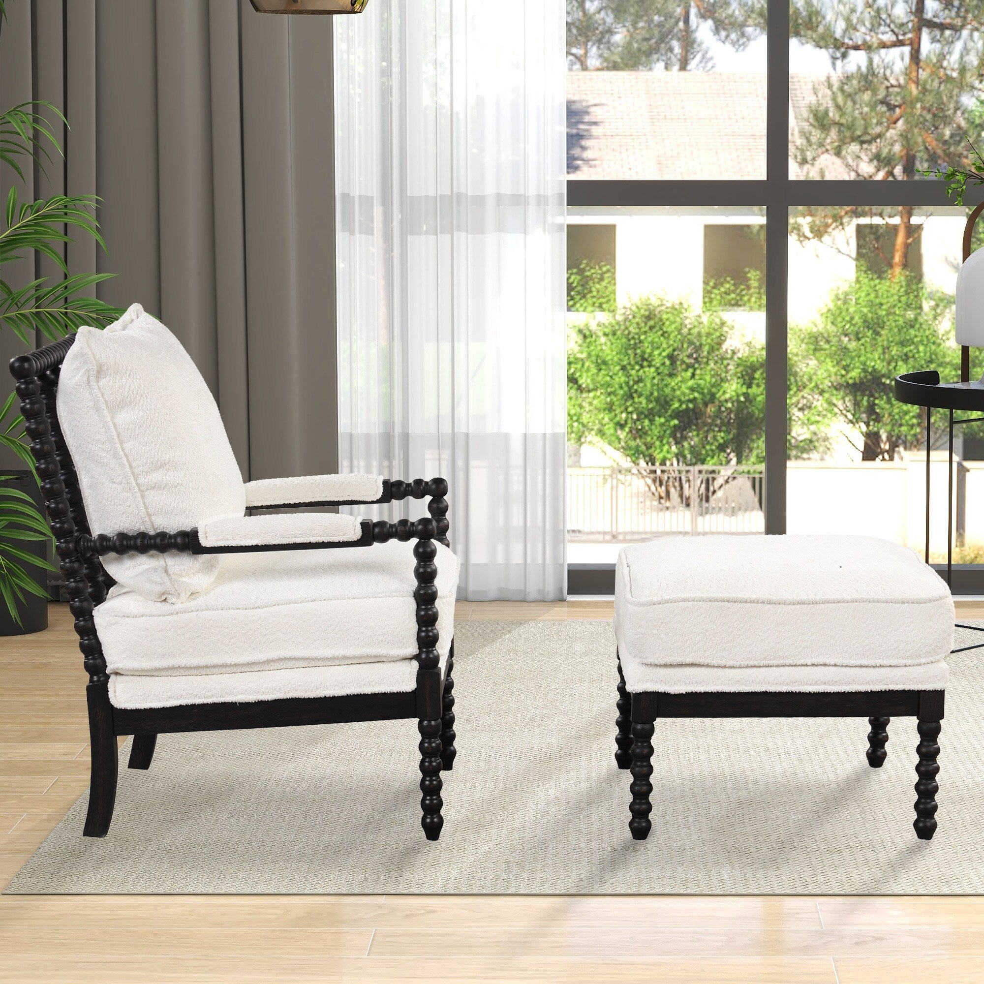 Spindle armchair and ottoman hotsell