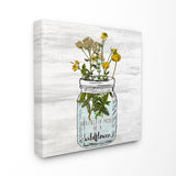 Stupell Be A Wildflower Yellow Flowers in a Mason Jar Canvas Wall Art, 17 x 17, Proudly Made in USA - Multi-Color