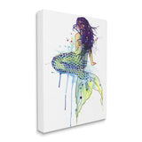 Stupell Dripping Watercolor Mermaid with Her Back Turned Canvas Wall Art, 16 x 20, Proudly Made in USA - Multi-Color