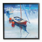 Stupell Red in a Sea of Blue Painterly Boat by the Buoys Framed Art, 12 x 12, Design By Artist Craig Trewin Penny