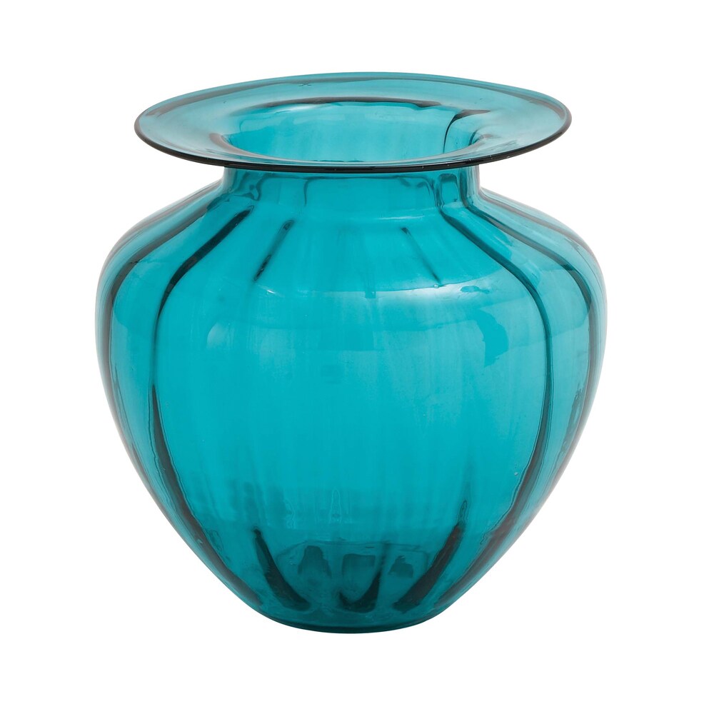 Blue Glass Fluted Vase