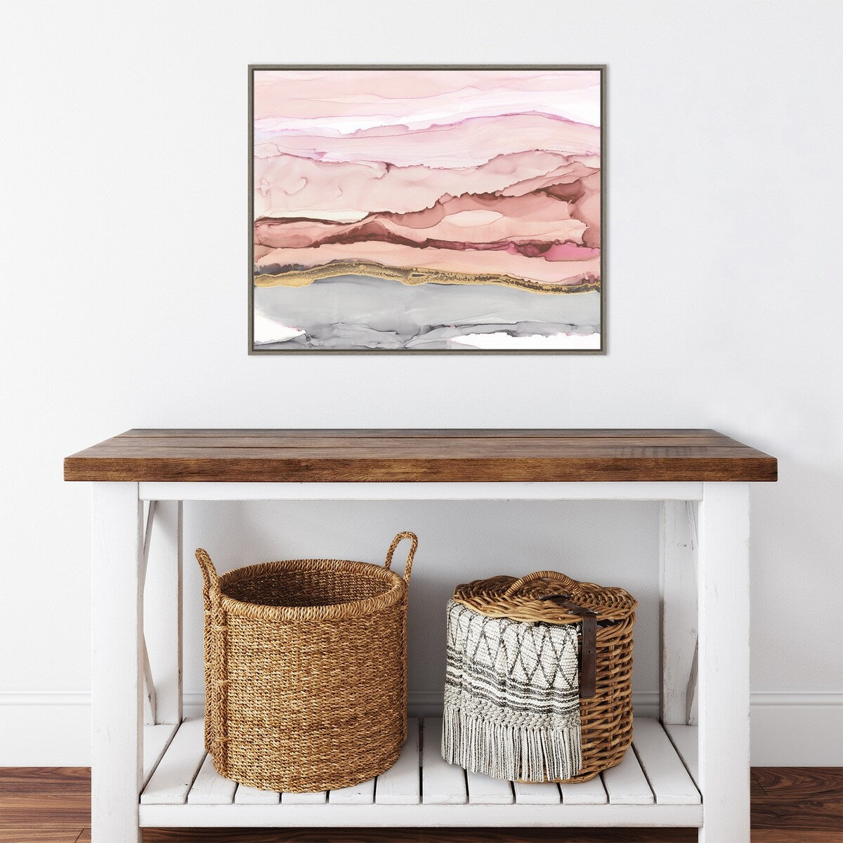 The Vineyard I Blush by Chris Paschke Framed Canvas Wall Art Print - Sylvie Greywash