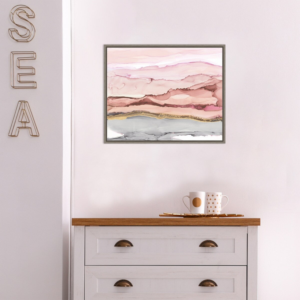 The Vineyard I Blush by Chris Paschke Framed Canvas Wall Art Print - Sylvie Greywash