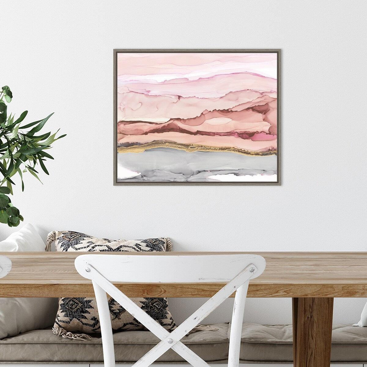 The Vineyard I Blush by Chris Paschke Framed Canvas Wall Art Print - Sylvie Greywash