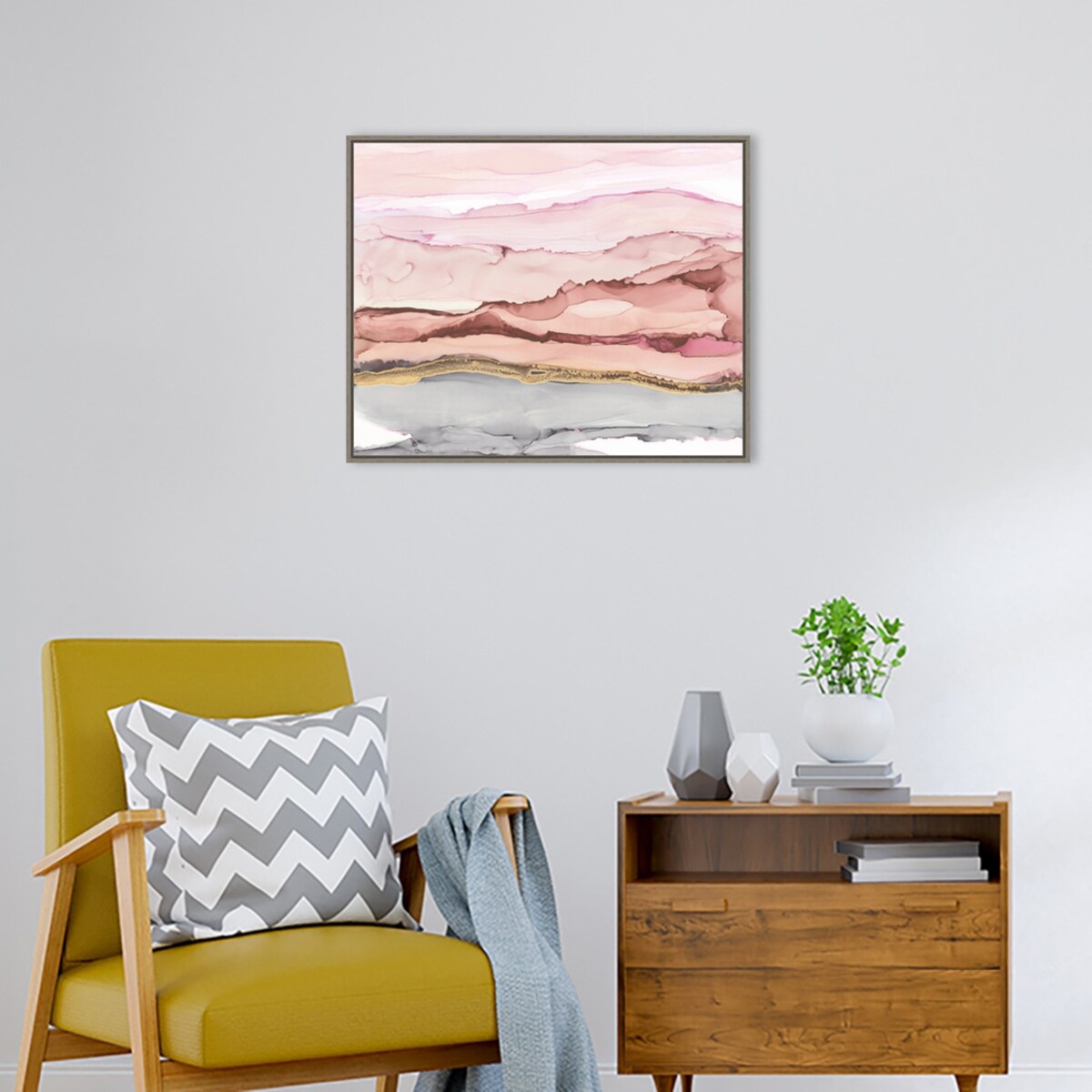 The Vineyard I Blush by Chris Paschke Framed Canvas Wall Art Print - Sylvie Greywash