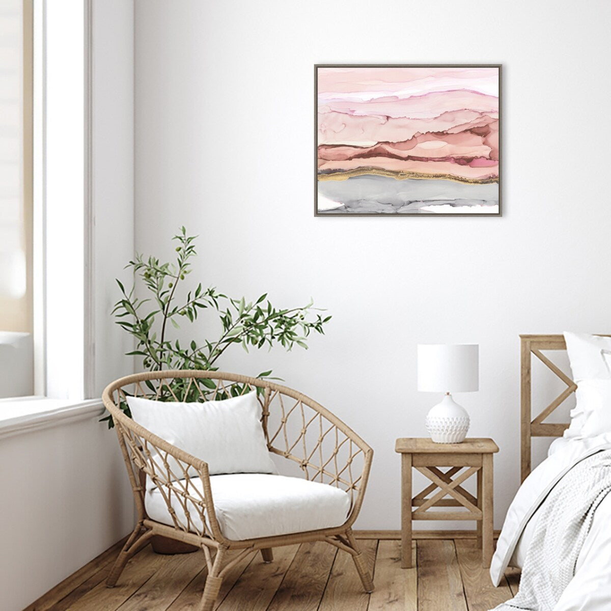 The Vineyard I Blush by Chris Paschke Framed Canvas Wall Art Print - Sylvie Greywash