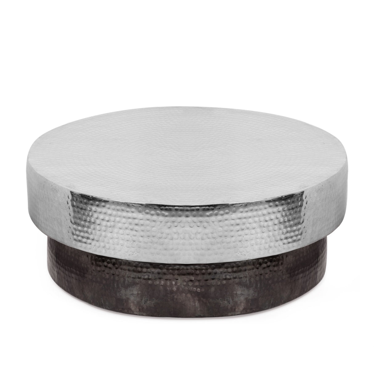 Thelen Modern Handcrafted Hammered Aluminum Two Toned Coffee Table by Christopher Knight Home - 29.00" L x 29.00" W x 12.00" H