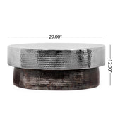 Thelen Modern Handcrafted Hammered Aluminum Two Toned Coffee Table by Christopher Knight Home - 29.00" L x 29.00" W x 12.00" H
