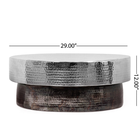 Thelen Modern Handcrafted Hammered Aluminum Two Toned Coffee Table by Christopher Knight Home - 29.00" L x 29.00" W x 12.00" H