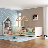 Themes and Rooms Daybed Montessorian Woody Twin with roof and Guardrails
