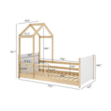 Themes and Rooms Daybed Montessorian Woody Twin with roof and Guardrails