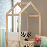 Themes and Rooms Daybed Montessorian Woody Twin with roof and Guardrails