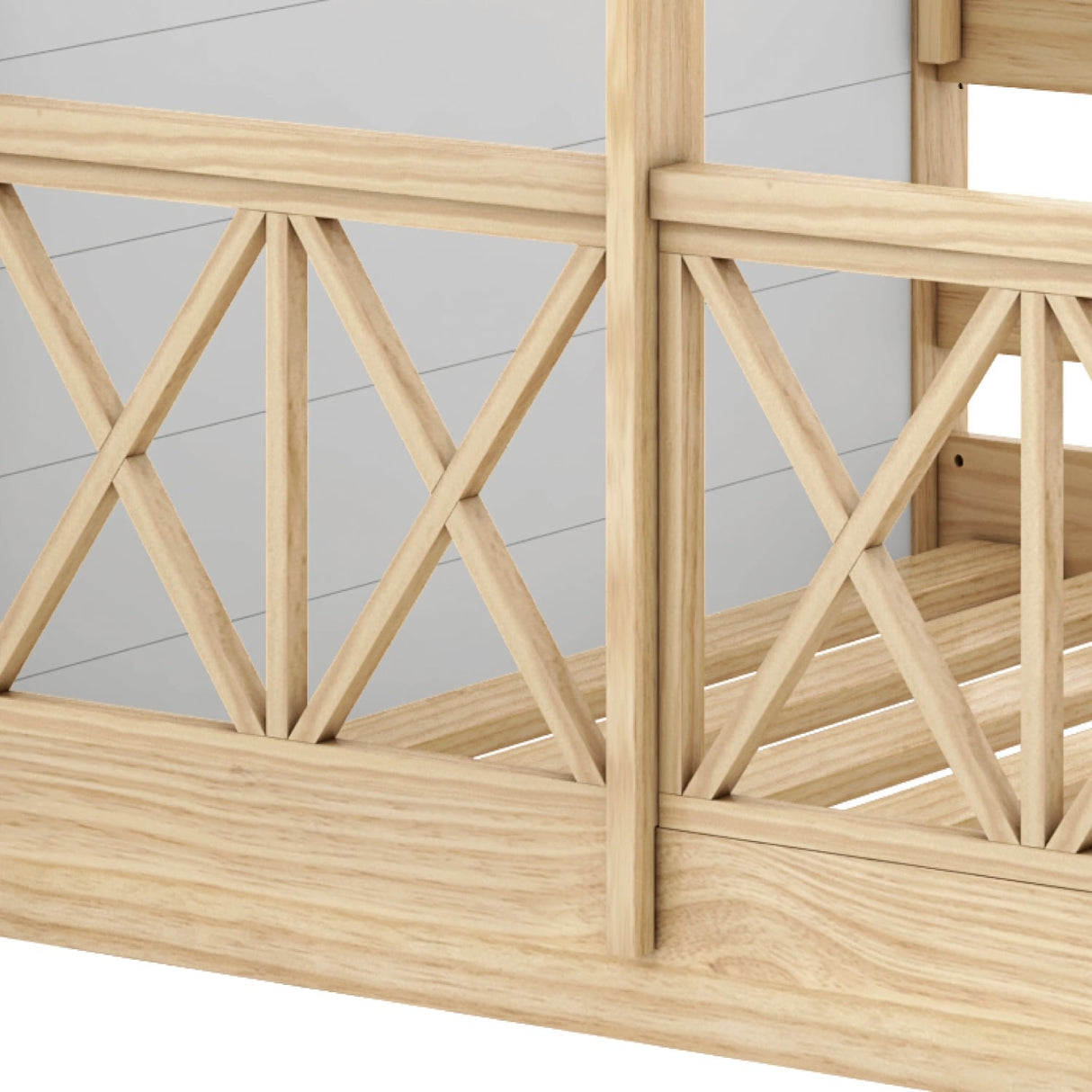 Themes and Rooms Daybed Montessorian Woody Twin with roof and Guardrails