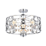 Theofy 18 Inch Glam-Modern Drum Shade Semi Flush Mount 3-Light