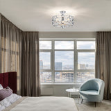 Theofy 18 Inch Glam-Modern Drum Shade Semi Flush Mount 3-Light
