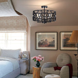 Theofy 18 Inch Glam-Modern Drum Shade Semi Flush Mount 3-Light