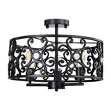Theofy 18 Inch Glam-Modern Drum Shade Semi Flush Mount 3-Light