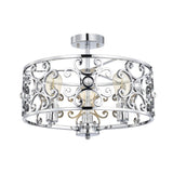 Theofy 18 Inch Glam-Modern Drum Shade Semi Flush Mount 3-Light