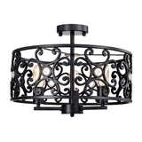 Theofy 18 Inch Glam-Modern Drum Shade Semi Flush Mount 3-Light