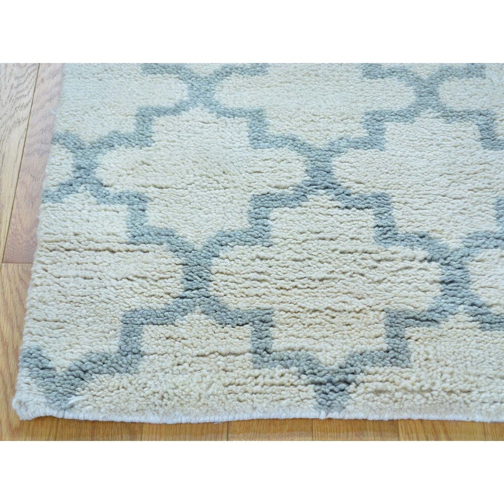 Thick and Plush Moroccan Berber Ivory Oriental Handmade Rug