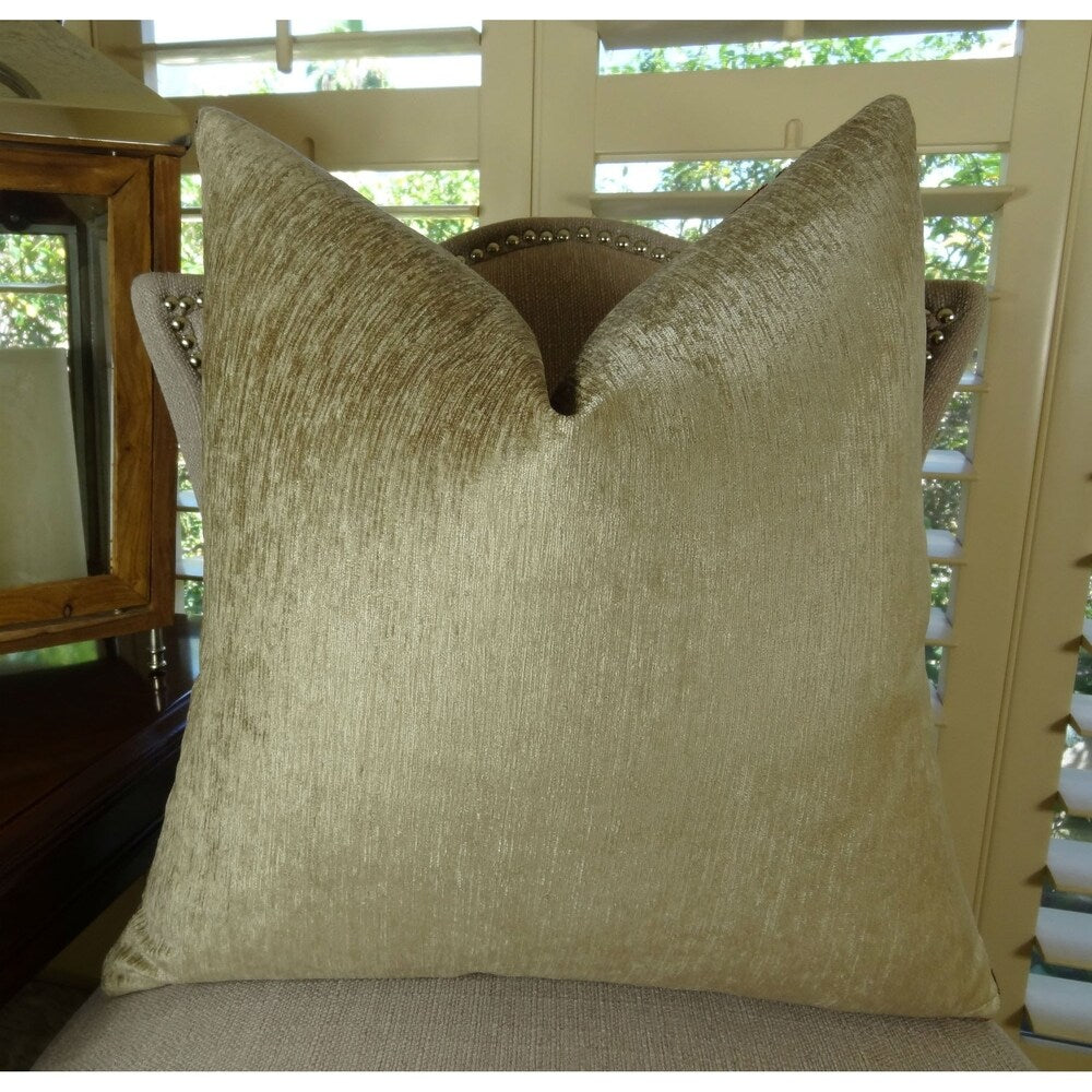 Thomas Collection Red Brown Taupe Velvet Designer Throw Pillow, Handmade in USA