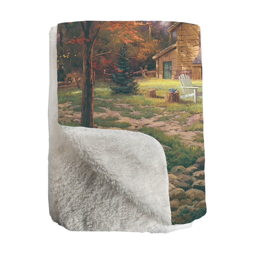 Thomas Kinkade A Peaceful Retreat Sherpa Throw Blanket By Laural Home