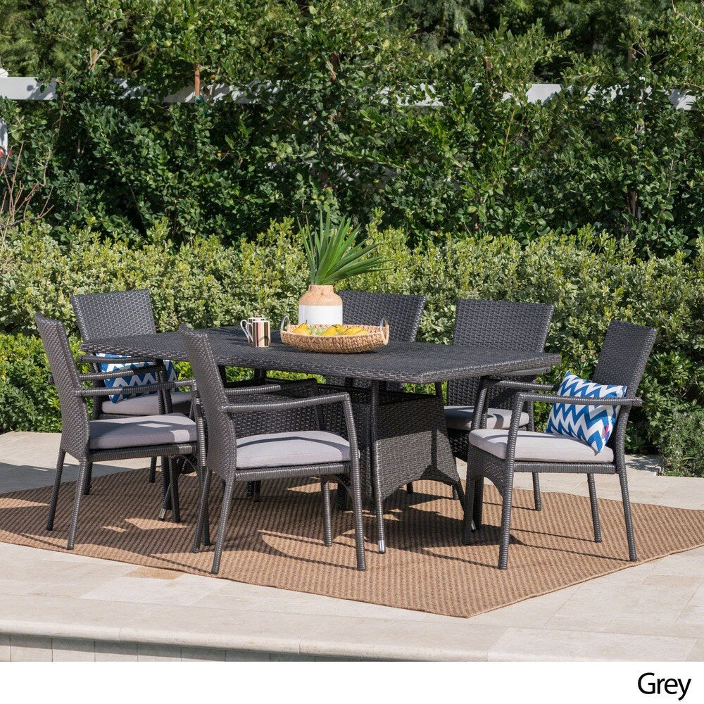 Thompson Outdoor 7-piece Wicker Dining Set with Cushions by Christopher Knight Home