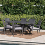Thompson Outdoor 7-piece Wicker Dining Set with Cushions by Christopher Knight Home