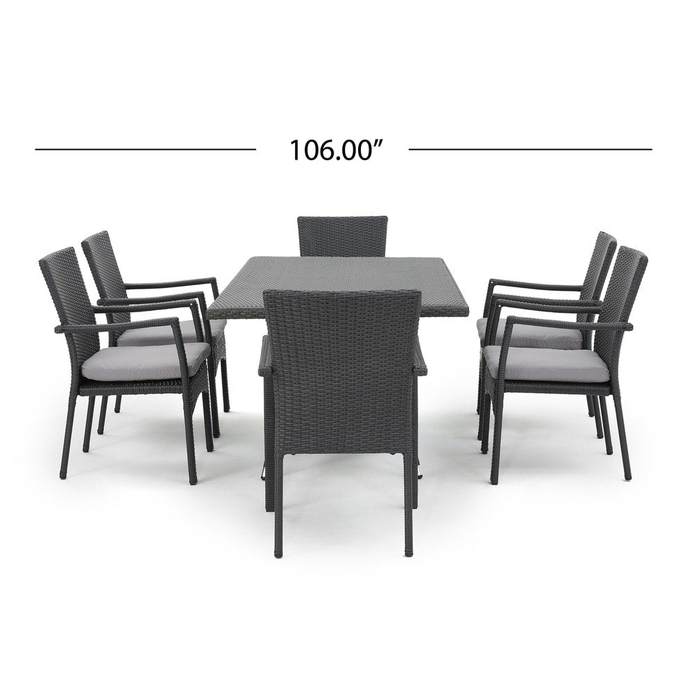 Thompson Outdoor 7-piece Wicker Dining Set with Cushions by Christopher Knight Home