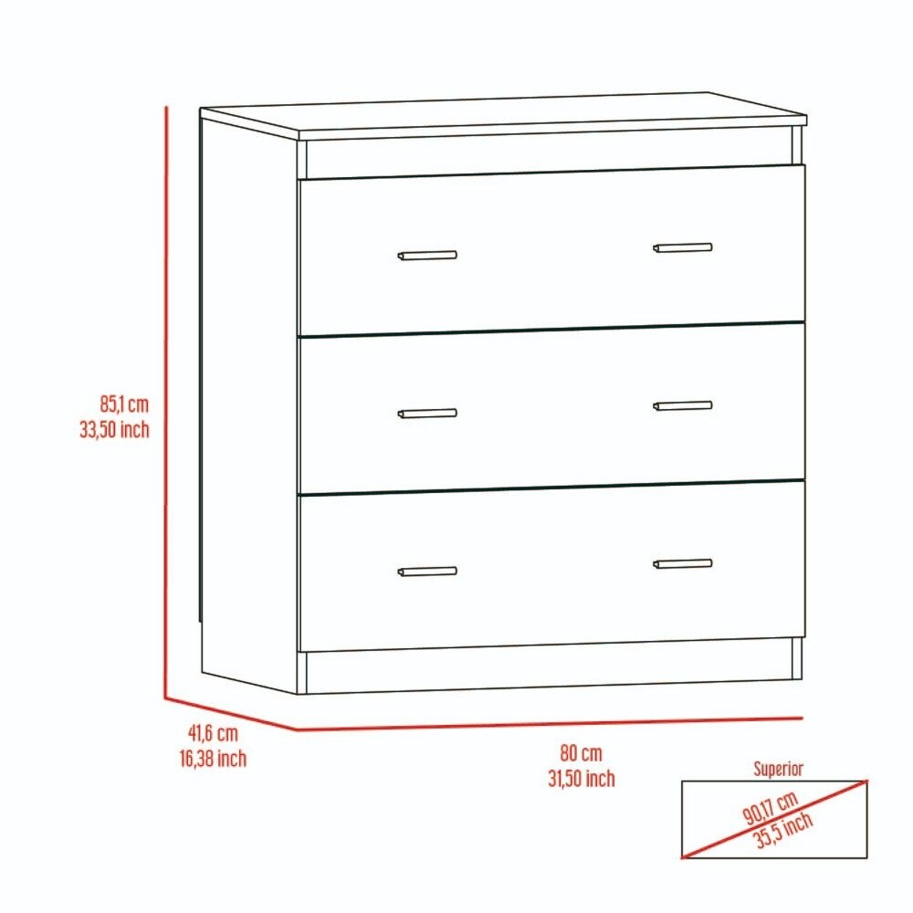 Three Drawer Dresser Superior Top Handles