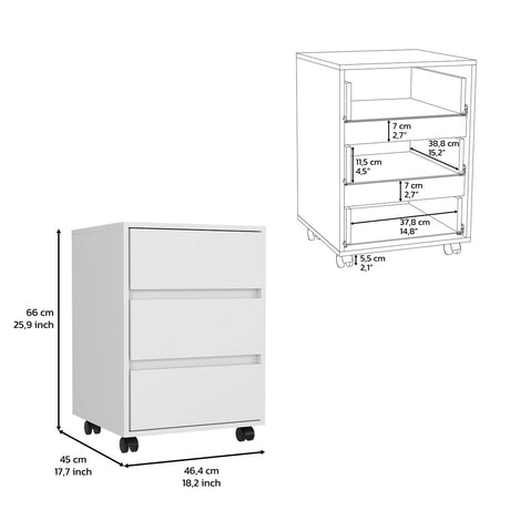 Three Drawers Filing Cabinet And Roller Blade Glide