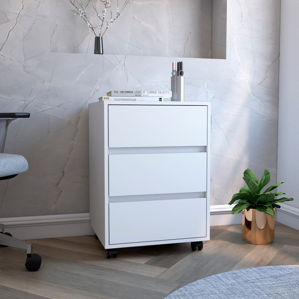Three Drawers Filing Cabinet And Roller Blade Glide