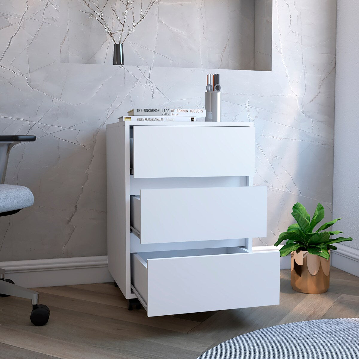 Three Drawers Filing Cabinet And Roller Blade Glide