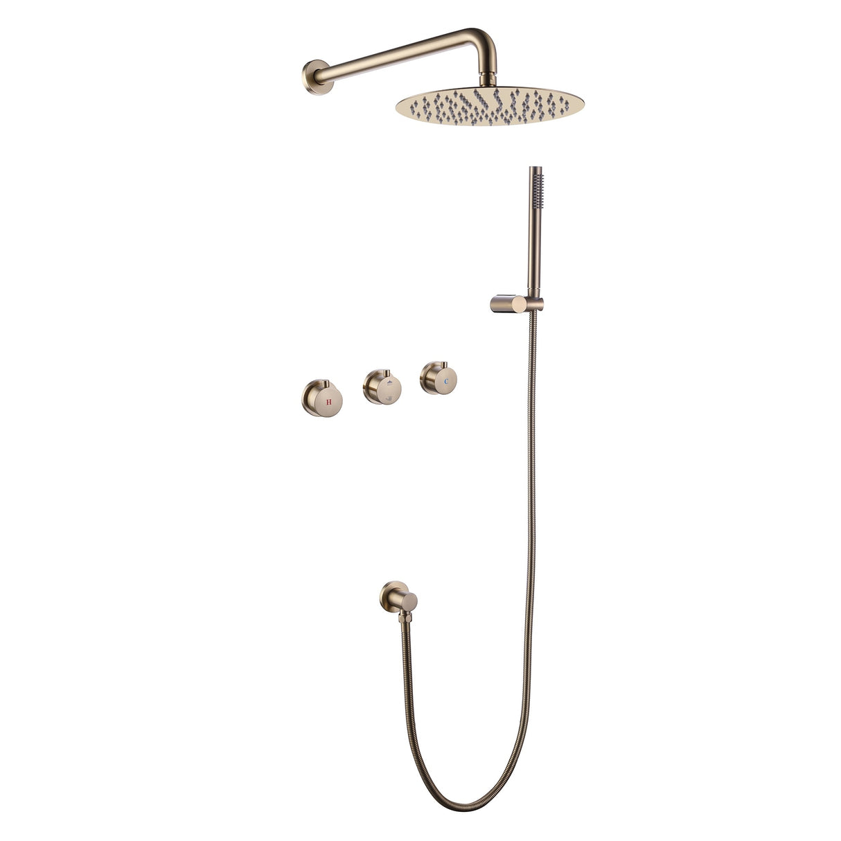 Three Handles Double Functions Complete Shower System With Rough-In Valve