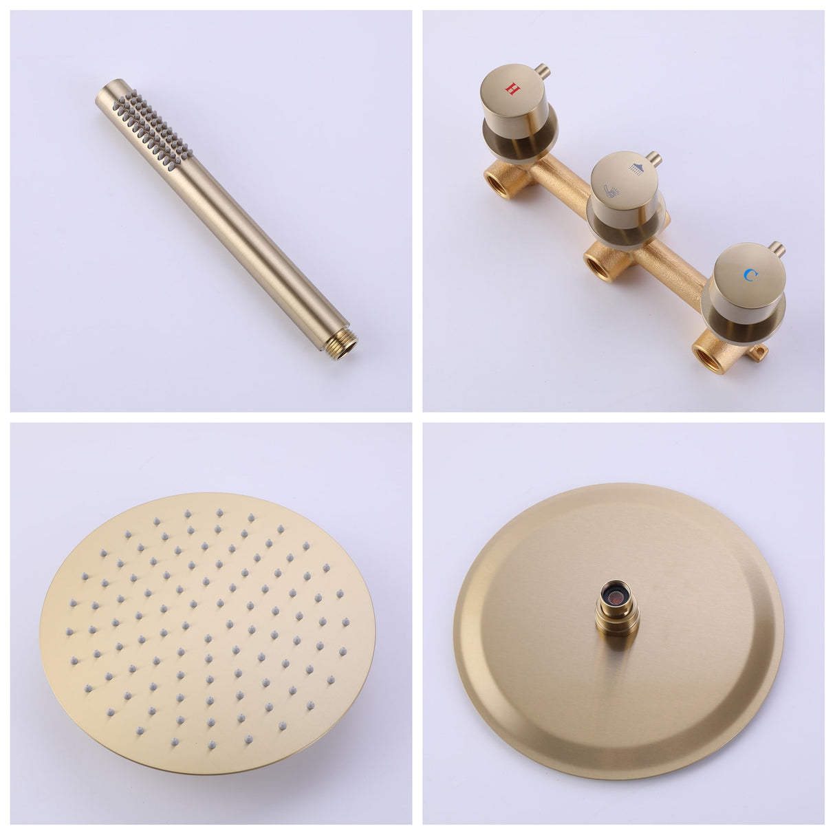 Three Handles Double Functions Complete Shower System With Rough-In Valve