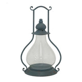 Three Hands 17.5 " Blue - METAL LANTERN - 10.5 x 8.75 x 17.5